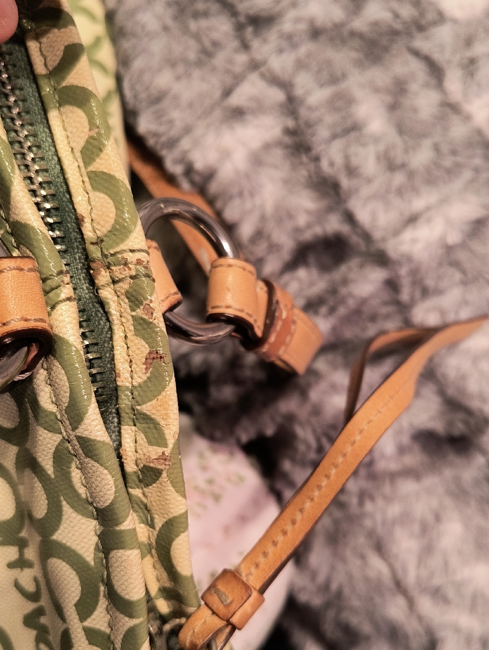 Coach Green Signature Logo Bag with Leather Trim Women's - Picture 11 of 12